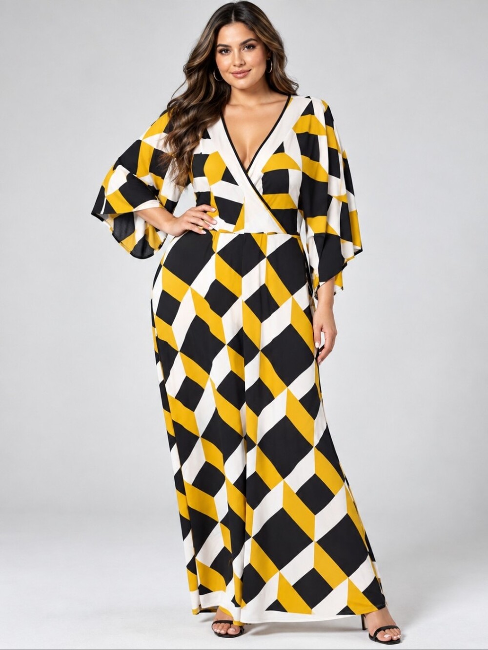 Ashley Stewart NWT 18/20 Geometric Maxi Multicolor Dress Stretch Cocktail $99
